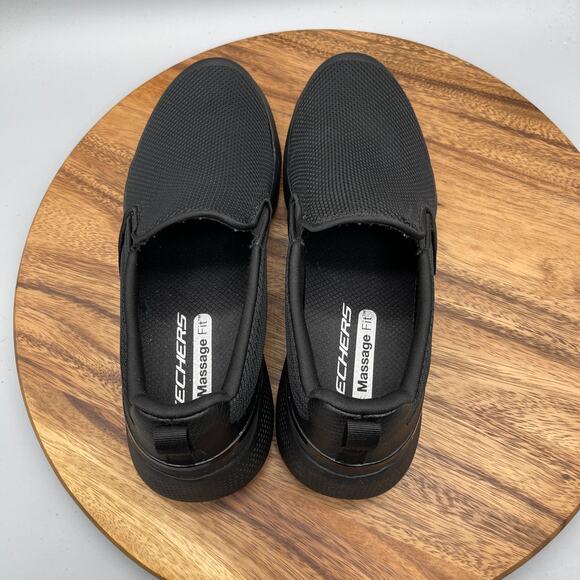 Skechers Go Walk Massage Fit Ripple Shoes Mens Size 10 Black Slip On Comfort - Picture 5 of 8